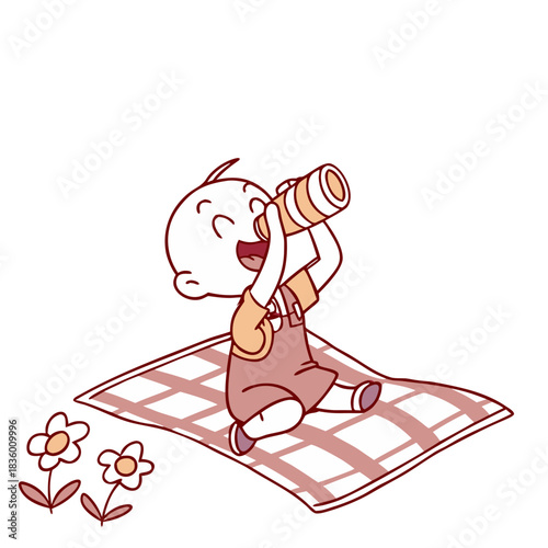 illustration of a baby with a cocktail