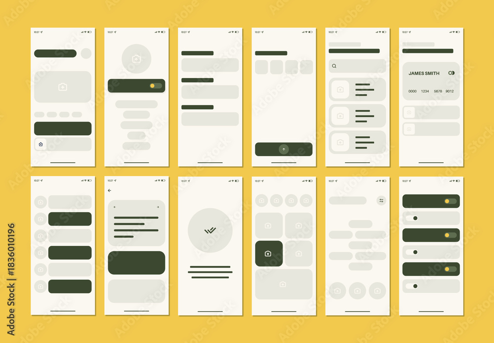 Minimal Mobile App Wireframe Layout Collection Featuring Clean UI ...