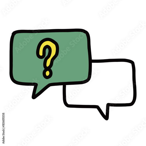 チャット　疑問　FAQ　シンプルな手描きのイラストアイコン