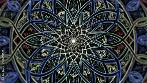 A vibrant and intricate mandala design with colorful geometric patterns.