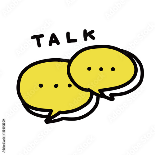 チャット　トーク　会話　ふきだし　シンプルな手描きのイラストアイコン