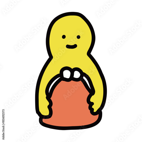 お金を大事にする人　シンプルな手描きのイラストアイコン
