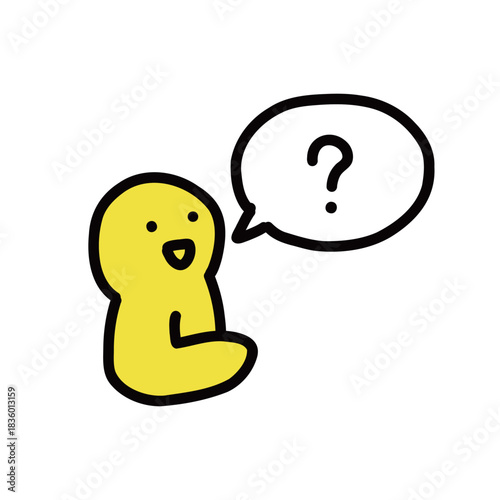 チャット　疑問　FAQ　シンプルな手描きのイラストアイコン