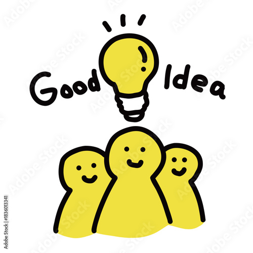 優秀なビジネスチーム　シンプルな手描きのイラストアイコン