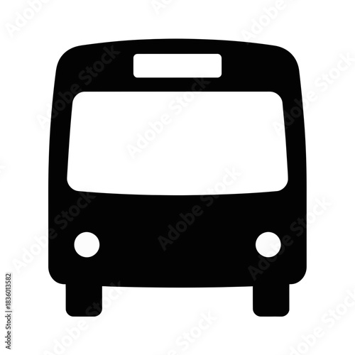 Front view silhouette icon of a public transportation bus