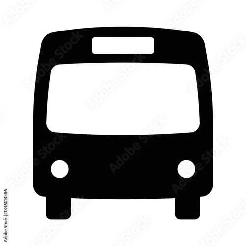Front view silhouette icon of a public transportation bus