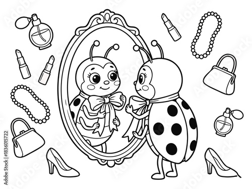Ladybugs Glamorous Reflection in the Mirror.