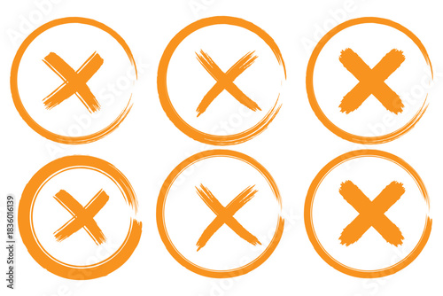 Brush strokes cross mark. check mark, tick mark, and cross brush sign red checkmark and red X icons, buttons for vote. eps 10