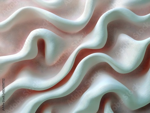 An abstract representation of flowing waves in soft pastel colors, creating a serene and calming effect, ideal for backgrounds or artistic projects.