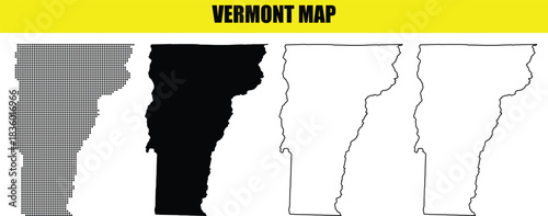 Detailed Vermont Map Representations Dotted Solid and Outline Variations