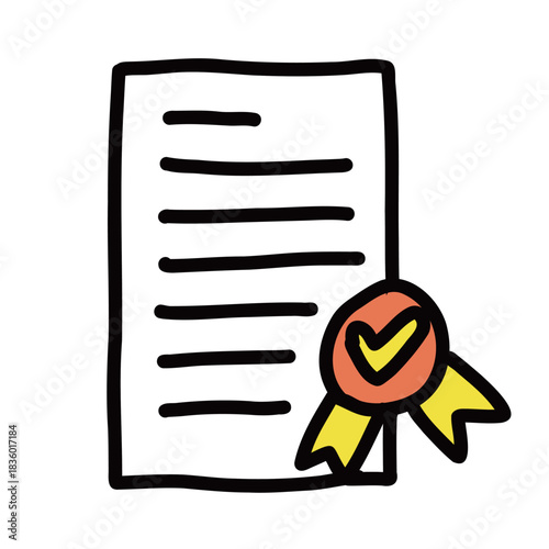 許可証　ライセンス　認定証　シンプルな手描きのイラストアイコン