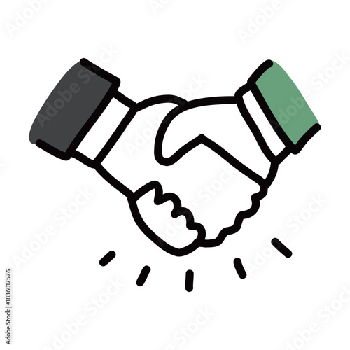 握手　シンプルな手描きのイラストアイコン