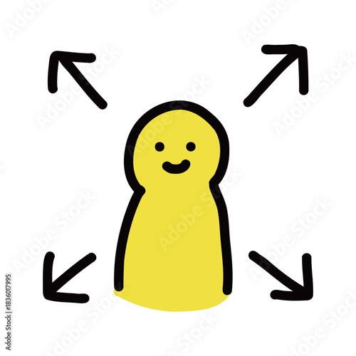 可能性　領域　拡大　シンプルな手描きのイラストアイコン