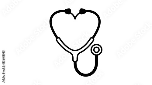 Heart-Shaped Stethoscope Icon Medical Symbol of Health and Care