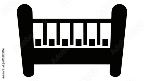Modern smart crib icon, an intelligent infant sleeping system, representing advanced baby care and technology for newbor