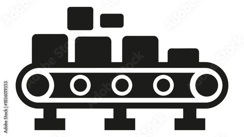 Smart conveyor system with boxes moving, automated material transport technology, industrial automation, logistics solut