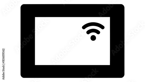 Smart digital picture frame icon displaying a wi-fi signal, symbolizing connectivity and modern home decor for smart dev