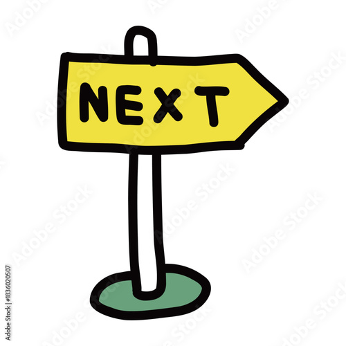 NEXTの標識　シンプルな手描きのイラストアイコン