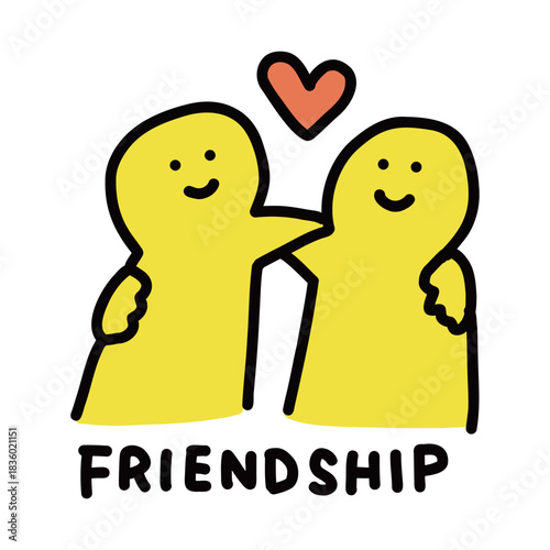友情　シンプルな手描きのイラストアイコン