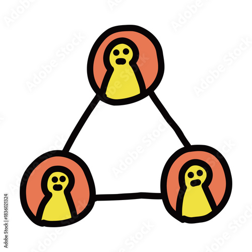 組織図　関係性　三角関係　シンプルな手描きのイラストアイコン