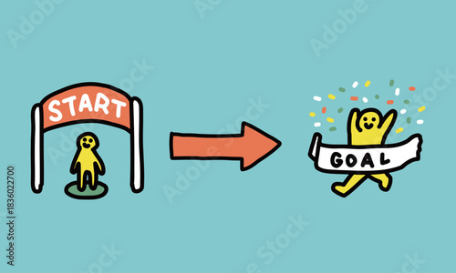 スタートからゴールまでのイラスト