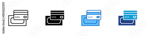 Money and Card Multiple Style Icon Design Vector - credit card and cash money placed together forming a combined money and payment