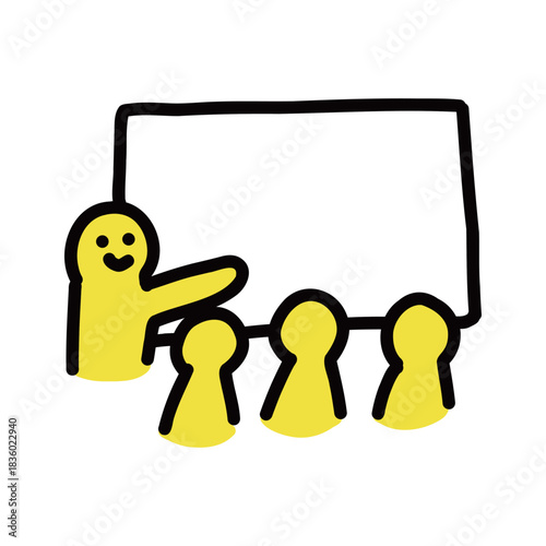 プレゼンテーション　セミナー　説明　講師　シンプルな手描きのイラストアイコン