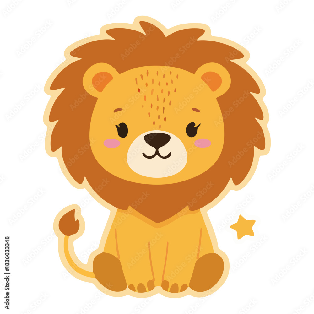 Obraz premium cute lion adorable illustrations for stickers