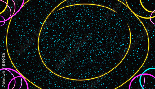 abstract neon circles in ye...