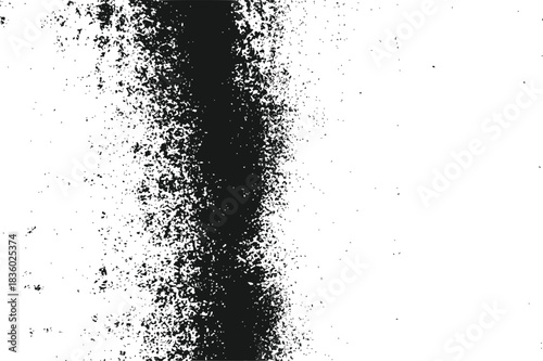 Black grunge spray paint texture vertical stripe fading to white abstract background isolated on transparent background