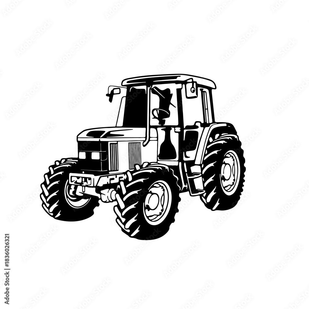 Obraz premium Tractor - Farm Tractor, farming vehicle - farming vehicle stencil