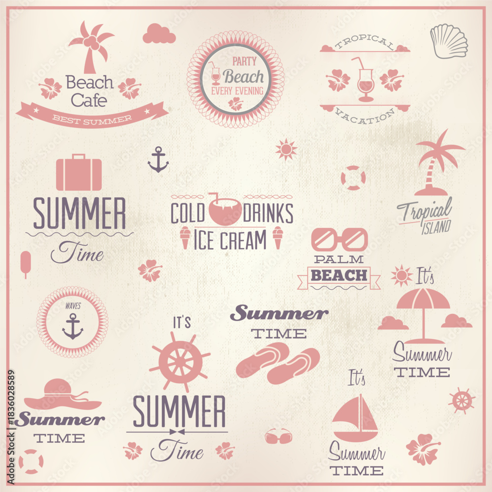 Fototapeta premium Vacation Emblems Vector Badge Set