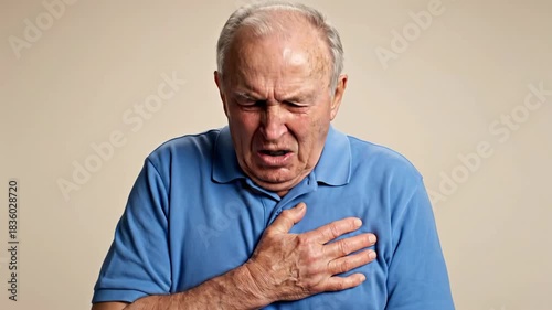 Wallpaper Mural Elderly Man Experiencing Chest Pain and Grasping His Chest, Feeling Unwell Clearly Torontodigital.ca