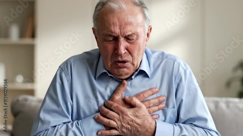 Wallpaper Mural Elderly Man Experiencing Chest Pain, Seeking Medical Attention in His Home Torontodigital.ca
