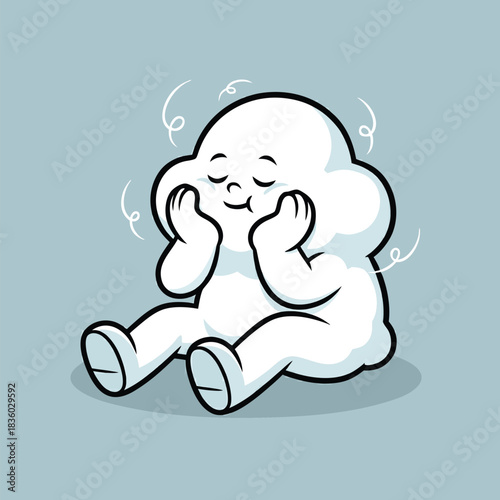 Cartoon cloud character enjoying a relaxing moment.