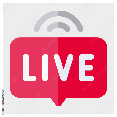 Live streaming icon: broadcast symbol for online video stream isolated on white background, Vector