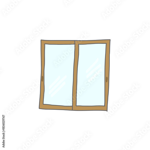 窓のシンプルな手書き風イラスト