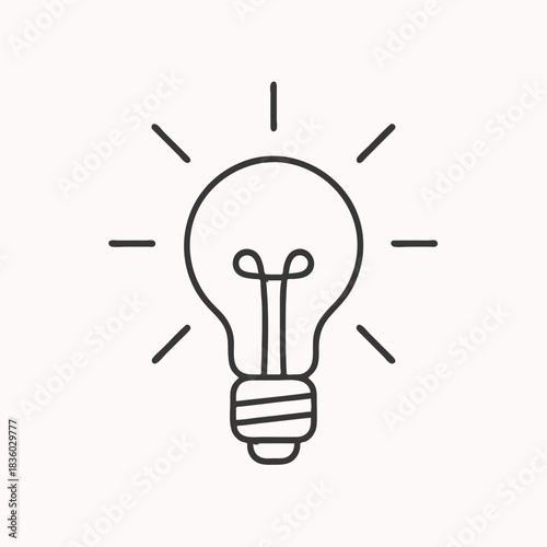  Minimal Line Icon of Idea Lightbulb, Simple Black Outline, Innovation Symbol, Creative Concept Design