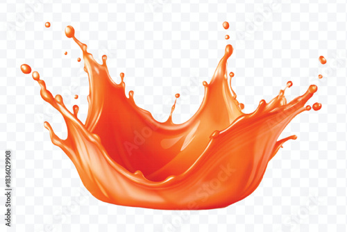splash of  colorful liquid juice splash in mid air cut and curve style isolated on transparent background