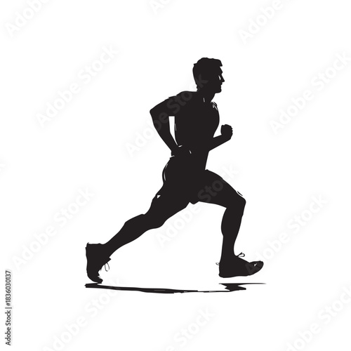 silhouette of a man running on white background