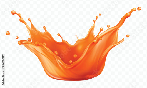 splash of  colorful liquid juice splash in mid air cut and curve style isolated on transparent background