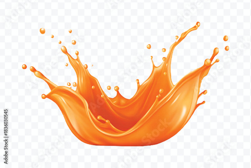 splash of  colorful liquid juice splash in mid air cut and curve style isolated on transparent background