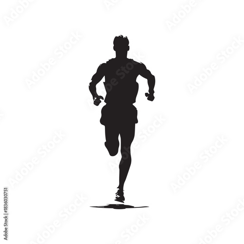 running man silhouette vector on white background