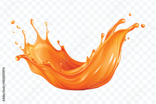 splash of  colorful liquid juice splash in mid air cut and curve style isolated on transparent background