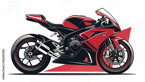 Eye-catching red and black sports motorcycle, ready for thrilling adventures and dynamic road trips, showcasing speed and style for modern enthusiasts