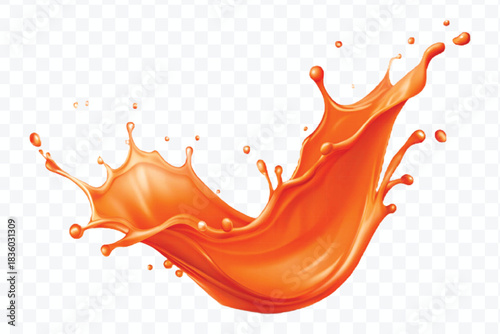 splash of  colorful liquid juice splash in mid air cut and curve style isolated on transparent background