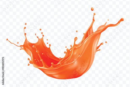 splash of  colorful liquid juice splash in mid air cut and curve style isolated on transparent background