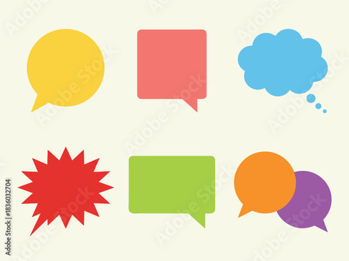 Colorful Speech Bubbles and Thought Clouds.