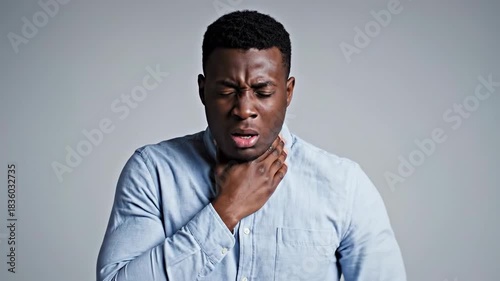 Man Experiencing Discomfort: A Visual Sequence Depicting Pain and Distress, Close Up