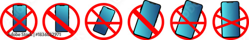 Cell telephone warning stop sign icon. Push button phone turns off vector file.